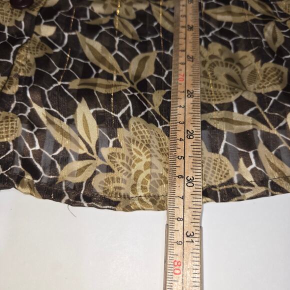 Selene Sport Womens 2X Top Button Up Floral Leaf Tropical Earth Tone Statement - Picture 7 of 11